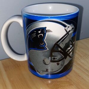 NFL Carolina Panthers Silver and Blue Ceramic Mug with Team Helmet
